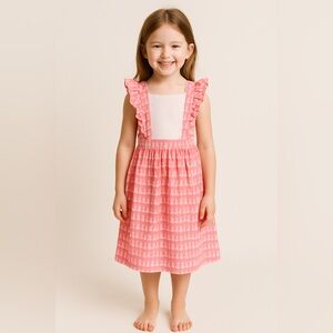 Ricrac & Ruffles Pink “Christmas in July” Pinafore sundress Size 6 AR15